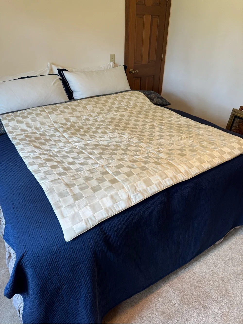 100% Silk Cocoon by Randi Kristoffersen Luxury Patchwork Throw Blanket Ivory